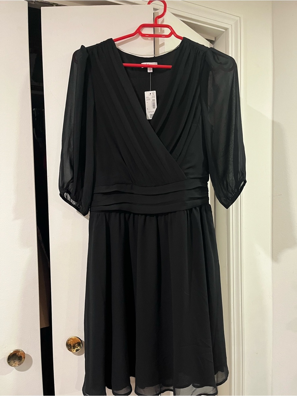 Reitmans Black Chiffon V-Neck knee length Dress